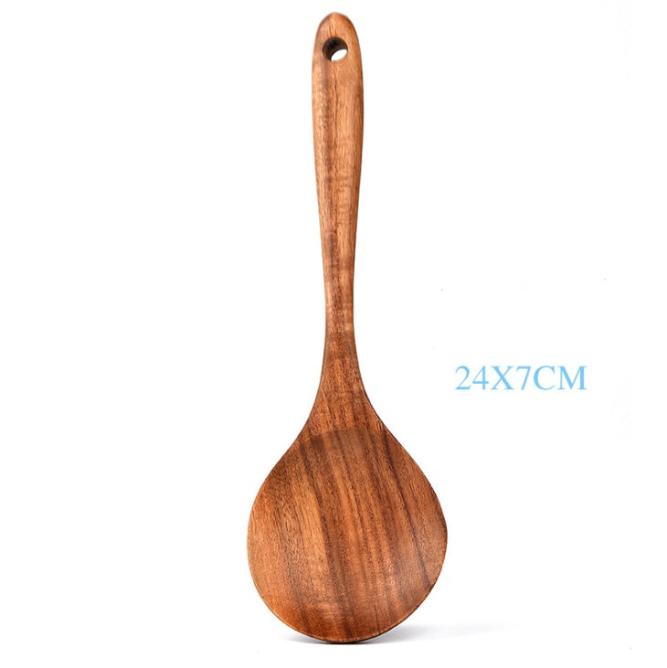 Teak Wood Kitchen Utensil Set - 6-Piece Natural Wooden Cooking Tools (Spoon, Ladle, Turner) | Eco-Friendly & Heat-Resistant