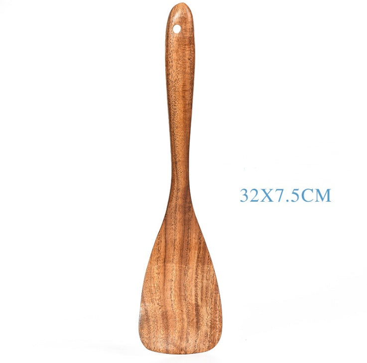Teak Wood Kitchen Utensil Set - 6-Piece Natural Wooden Cooking Tools (Spoon, Ladle, Turner) | Eco-Friendly & Heat-Resistant