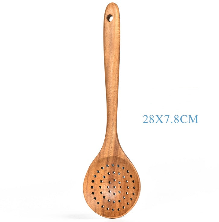 Teak Wood Kitchen Utensil Set - 6-Piece Natural Wooden Cooking Tools (Spoon, Ladle, Turner) | Eco-Friendly & Heat-Resistant