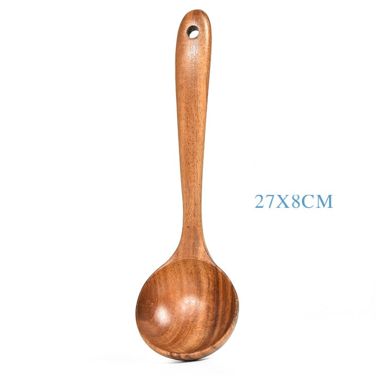 Teak Wood Kitchen Utensil Set - 6-Piece Natural Wooden Cooking Tools (Spoon, Ladle, Turner) | Eco-Friendly & Heat-Resistant