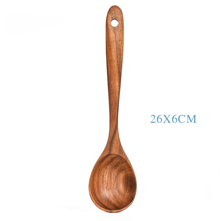 Teak Wood Kitchen Utensil Set - 6-Piece Natural Wooden Cooking Tools (Spoon, Ladle, Turner) | Eco-Friendly & Heat-Resistant