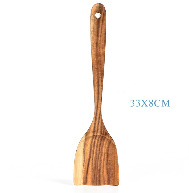 Teak Wood Kitchen Utensil Set - 6-Piece Natural Wooden Cooking Tools (Spoon, Ladle, Turner) | Eco-Friendly & Heat-Resistant