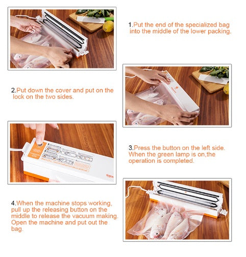 Automatic Vacuum Sealer Machine - Food Preservation System with Bags | Compact & Easy-Use