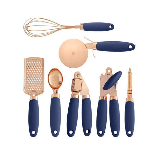 7PCS/SET Kitchen set Copper-plated stainless steel utensils Kitchen gadgets Ice cream spoon Peeler Garlic squeezer cooking tools