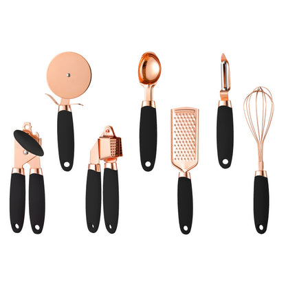 7PCS/SET Kitchen set Copper-plated stainless steel utensils Kitchen gadgets Ice cream spoon Peeler Garlic squeezer cooking tools
