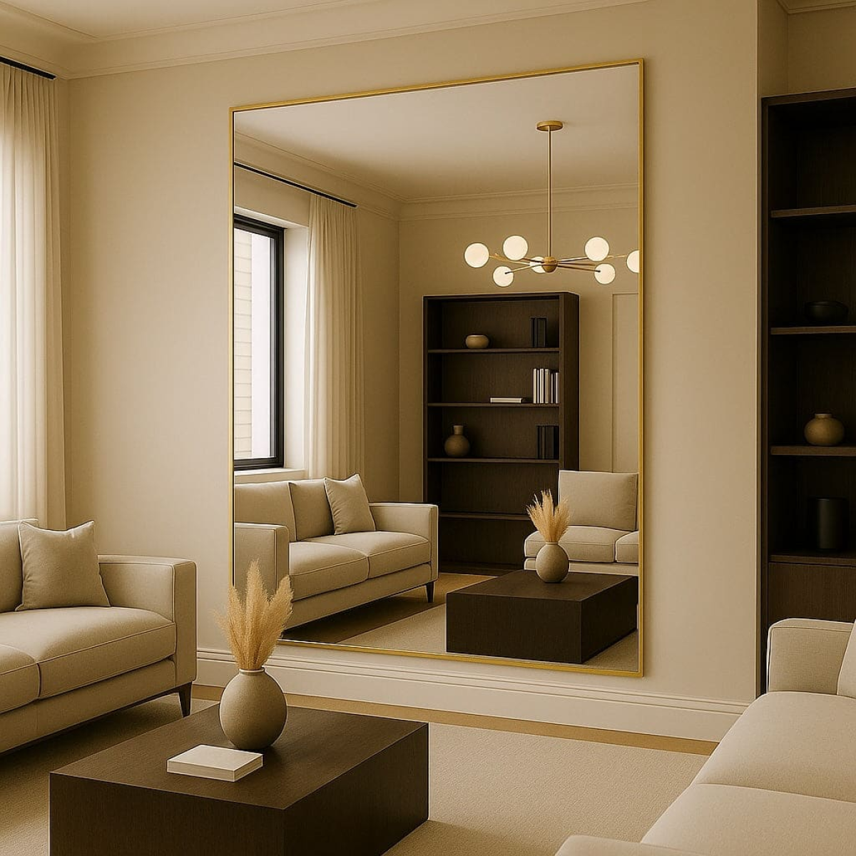 Takara - Full Length Gold Metal Rectangle Mirror - 200cm x 150cm