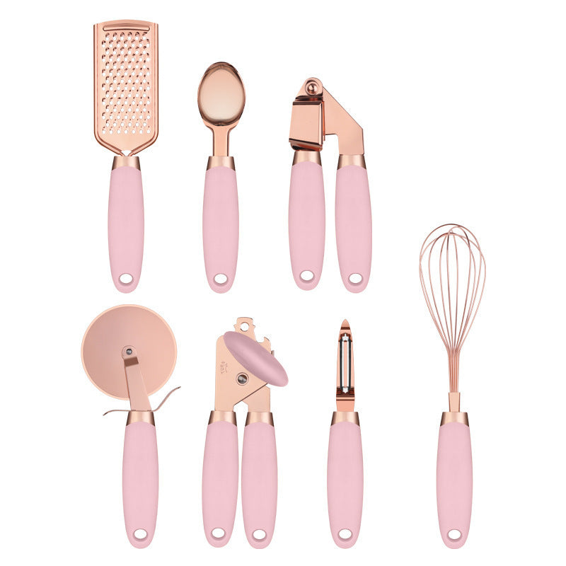 7PCS/SET Kitchen set Copper-plated stainless steel utensils Kitchen gadgets Ice cream spoon Peeler Garlic squeezer cooking tools