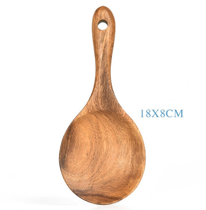 Teak Wood Kitchen Utensil Set - 6-Piece Natural Wooden Cooking Tools (Spoon, Ladle, Turner) | Eco-Friendly & Heat-Resistant