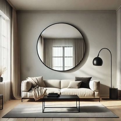 Rei- Extra Large Round Black Metal Circle Mirror - 120cm x 120cm