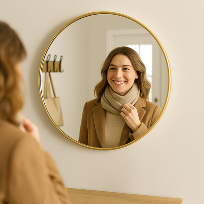 Rei - Round Gold Metal Circle Mirror - 70cm x 70cm