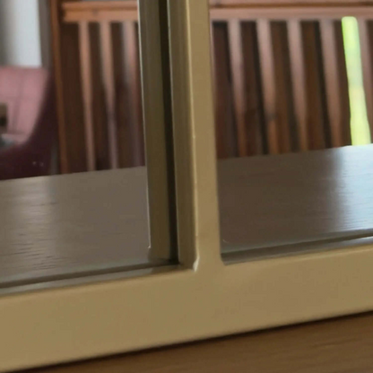 Tomi - Gold Metal Arched Lattice Window Mirror - 95cm x 120cm.