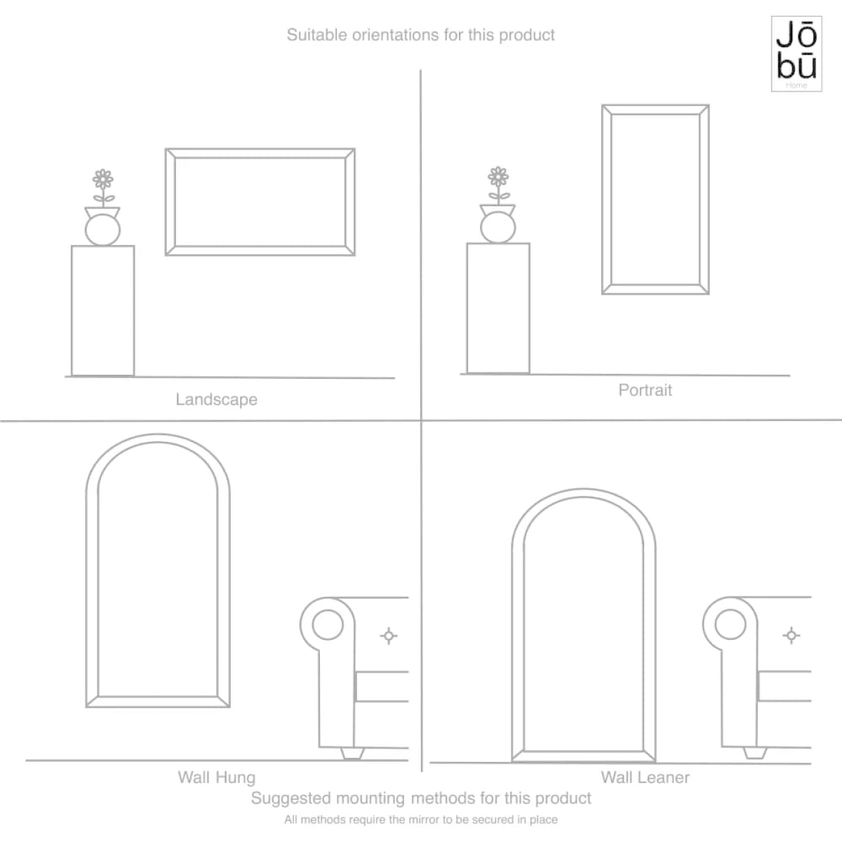 Takara - Black Metal Rectangle Mirror - 70cm x 50cm