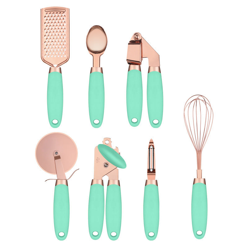 7PCS/SET Kitchen set Copper-plated stainless steel utensils Kitchen gadgets Ice cream spoon Peeler Garlic squeezer cooking tools