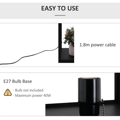 Shelf Floor Lamp W/4-tier Open Shelves Wooden, 26L x 26W x 160Hcm-Black/White