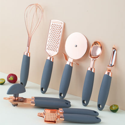 7PCS/SET Kitchen set Copper-plated stainless steel utensils Kitchen gadgets Ice cream spoon Peeler Garlic squeezer cooking tools