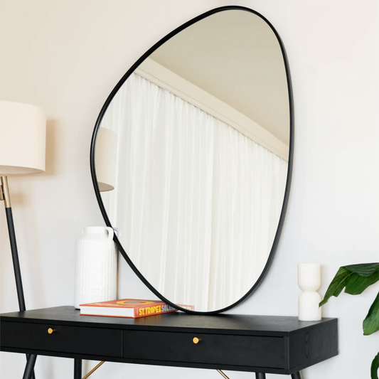 Izumi- Black Metal Irregular Pebble Mirror - 120cm x 90cm